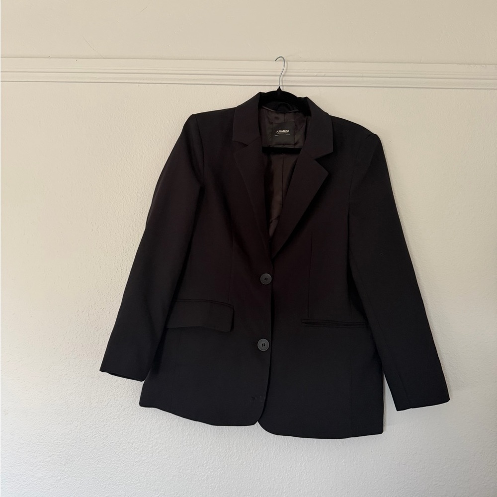 Pull&Bear oversized boyfriend masculine blazer in black M - Picture 4 of 9